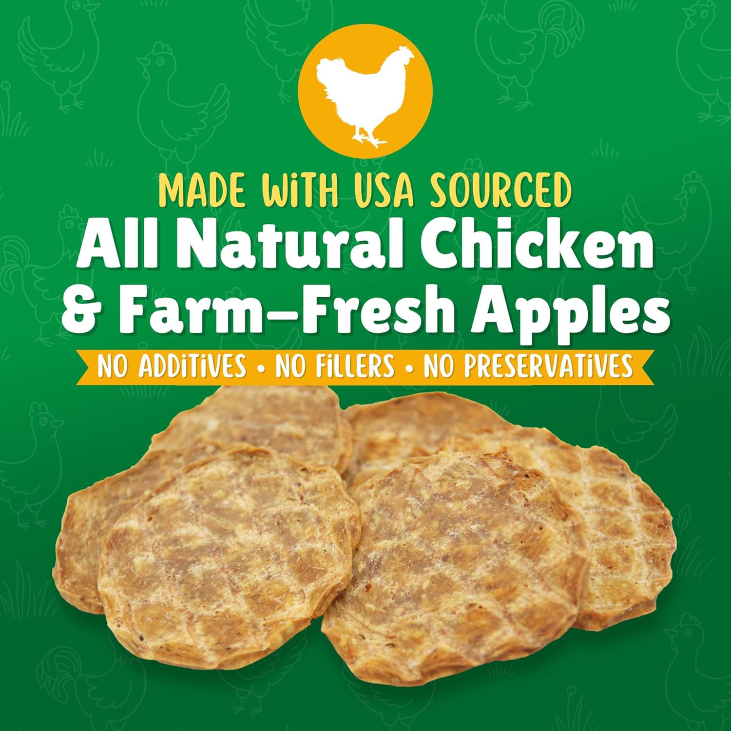 Lucky Premium Treats Chicken & Apple Lucky Chips for Dogs – Healthy Chicken Dog Treats Made in USA – 2 Ingredient Chicken Jerky Dog Treats – 12 oz Bag