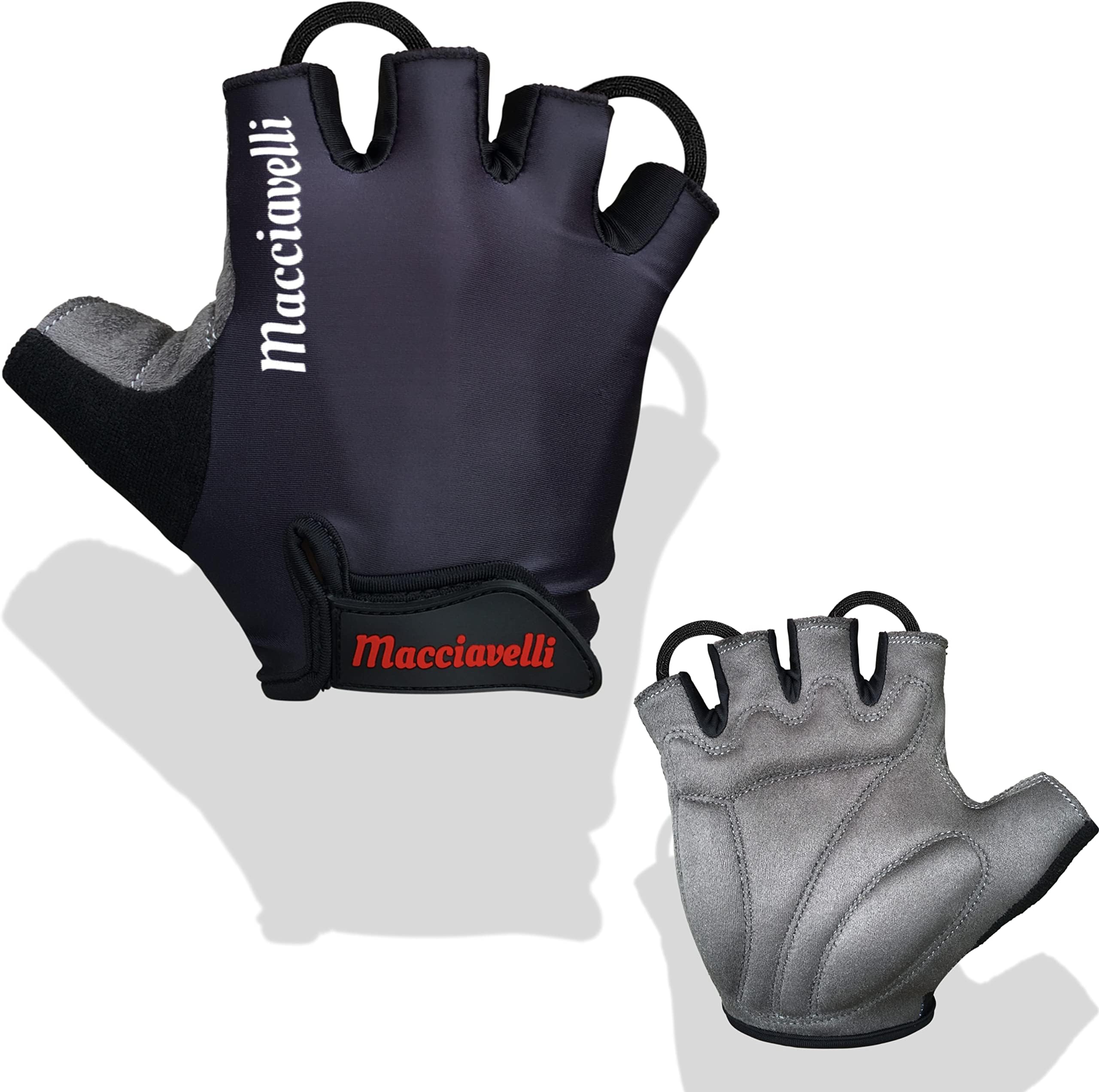 MACCIAVELLICycling Gloves MTB Biking (Black, M)