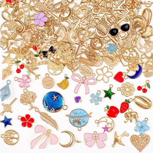 BESARME 209Pcs Mixed Zinc Alloy Charms for Jewelry Making, Bulk Set