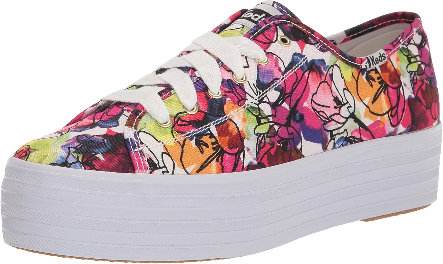Keds Triple Up Canvas, Sneaker Womens, White/Purple, 6 Medium