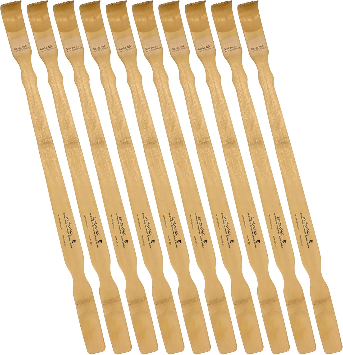BambooMN 25 Inch Bamboo Wooden Back Scratchers Shoe Horn for Itchy Stress Relief, 10 Pieces