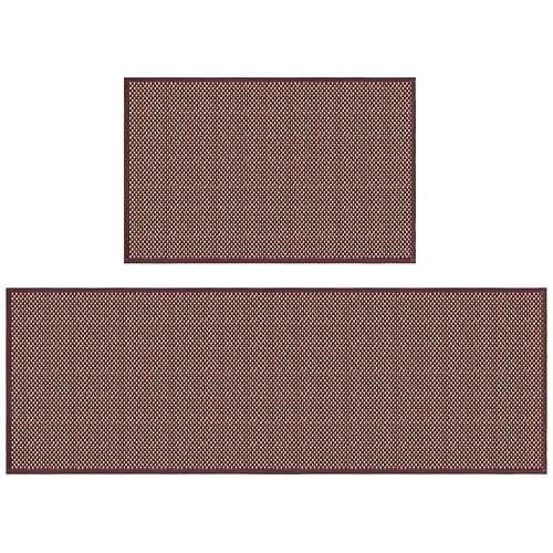 Artoid Mode Washable Non Slip Red Kitchen Rugs Set of 2 (17x29 and 17x47)