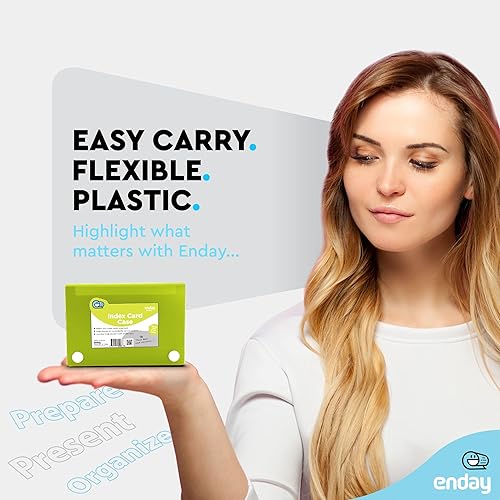 Miniatura 2 de Enday Portatarjetas de índice verde, funda organizadora de tarjetas flash de 3 x 5, caja de archivos con 5 divisores, caja de tarjetas con capacidad