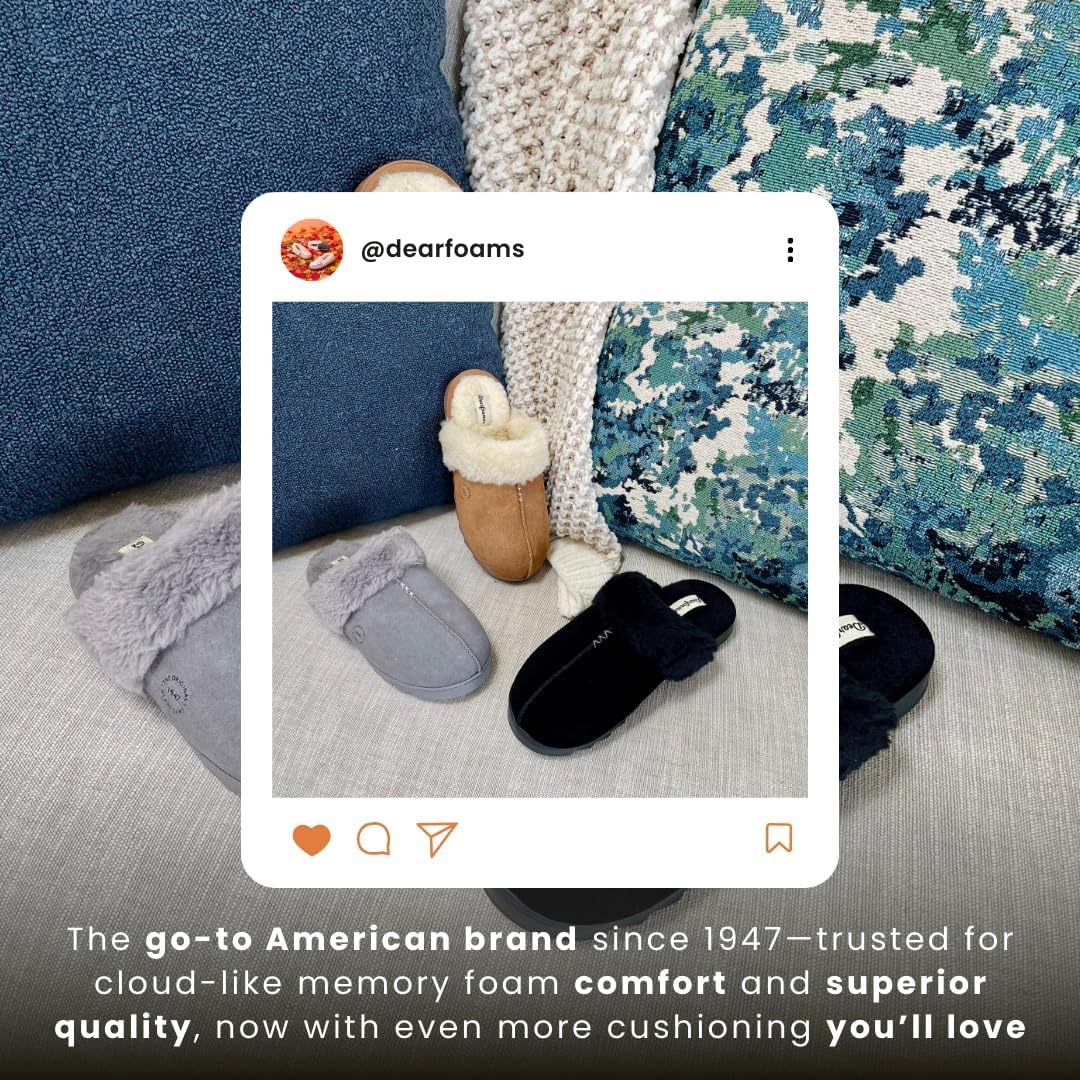 Dearfoams womens Fuzzy Memory Foam Genuine Suede Helena Scuff - Image 5