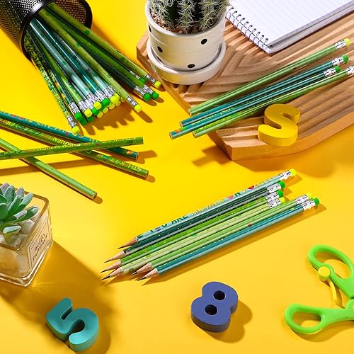 Miniatura 5 de Blulu 36 lápices de cactus, suculentas, cactus, decoración de aula, bonitos y divertidos lápices inspiradores con borradores para la escuela, aula,