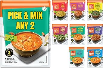 Haldiram s Ready to Eat Indian Meals Mix & Match Pack Assorted Heat & Eat Instant Food Pouches, Indian Curry, Dal & Rice Dishes, Vegetarian Meal Packs for Lunch, Dinner, Office, Travel Pack of 2