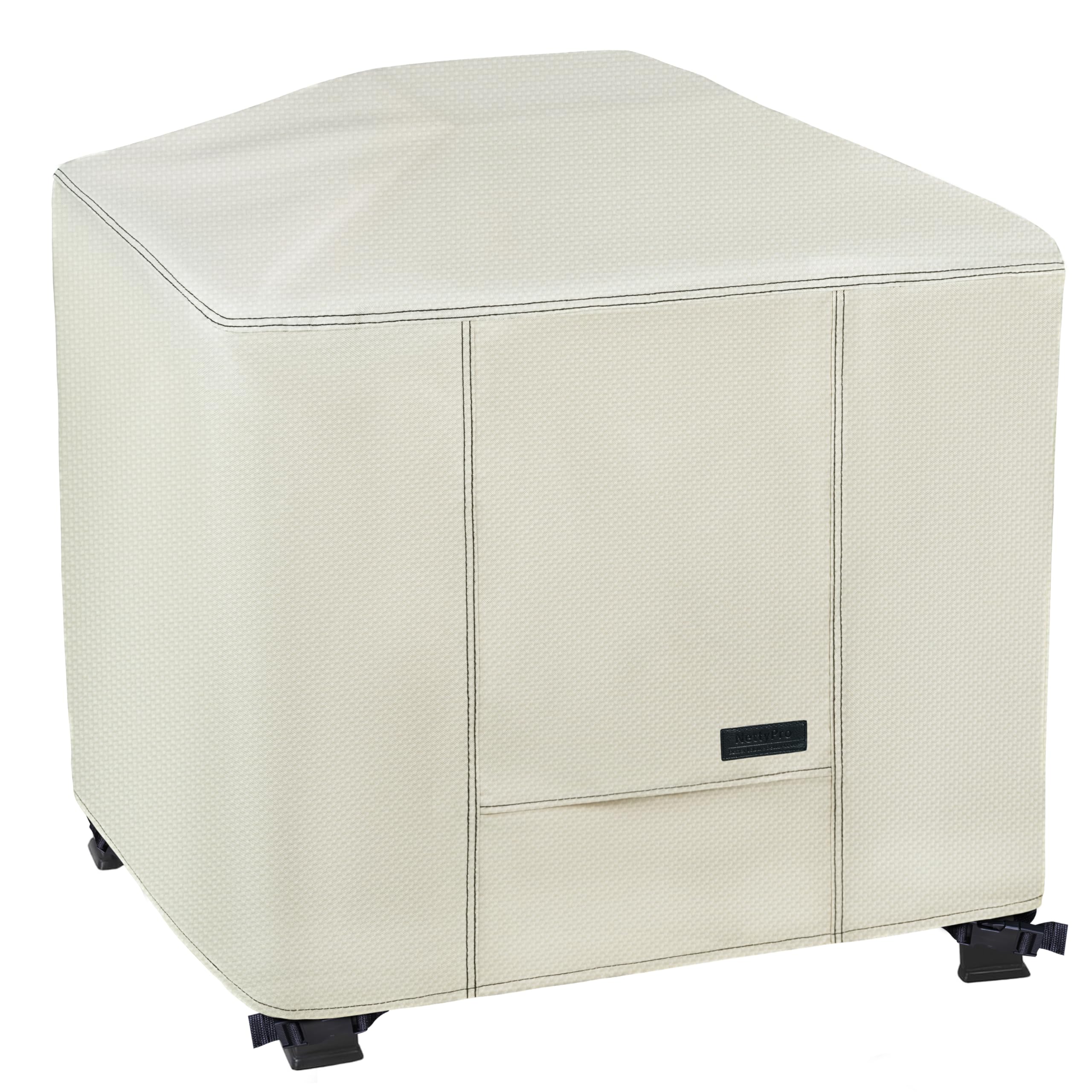 NettyPro Fire Pit Cover Square Waterproof Outdoor Firepit Cover for Gas Propane Fire Pit Table, 36 x 36 x 24 inch, Beige