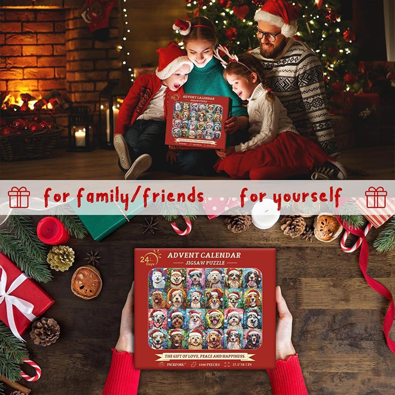 Giocattolo puzzle con calendario per il conto alla rovescia - Puzzle con cani di buon Natale