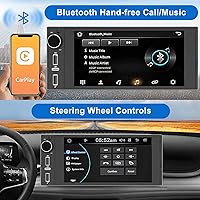 Vista 6 de Single Din Touchscreen Radio Wireless Apple Car Play Wireless Android Auto, 6In Single Din Car Stereo with Mirror Link Bluetooth FM GPS Navigation