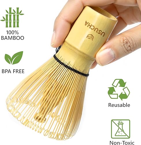 Miniatura 2 de Batidor de bambú matcha, hecho a mano, orgánico tradicional japonés, agitador de matcha, accesorio para preparación de té verde (120 puntas)