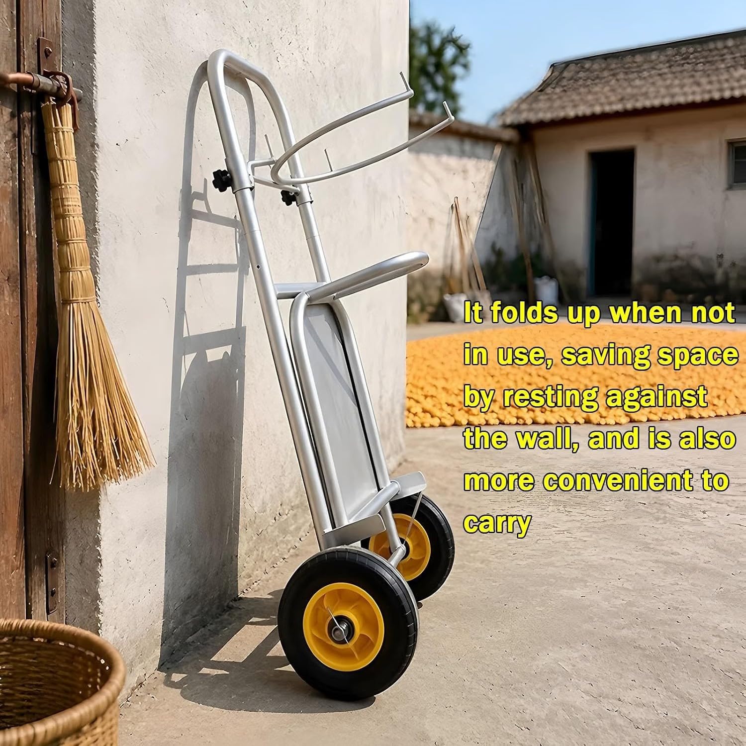 Soporte Ajustable con Ruedas para Sacos De Grano con Estructura De Marco