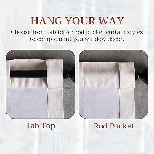 Miniatura 6 de Maison d Hermine - Cortinas 100% algodón - Cortinas traslúcidas para sala o dormitorio con jareta para cortinero y presillas - 1 panel, Floral