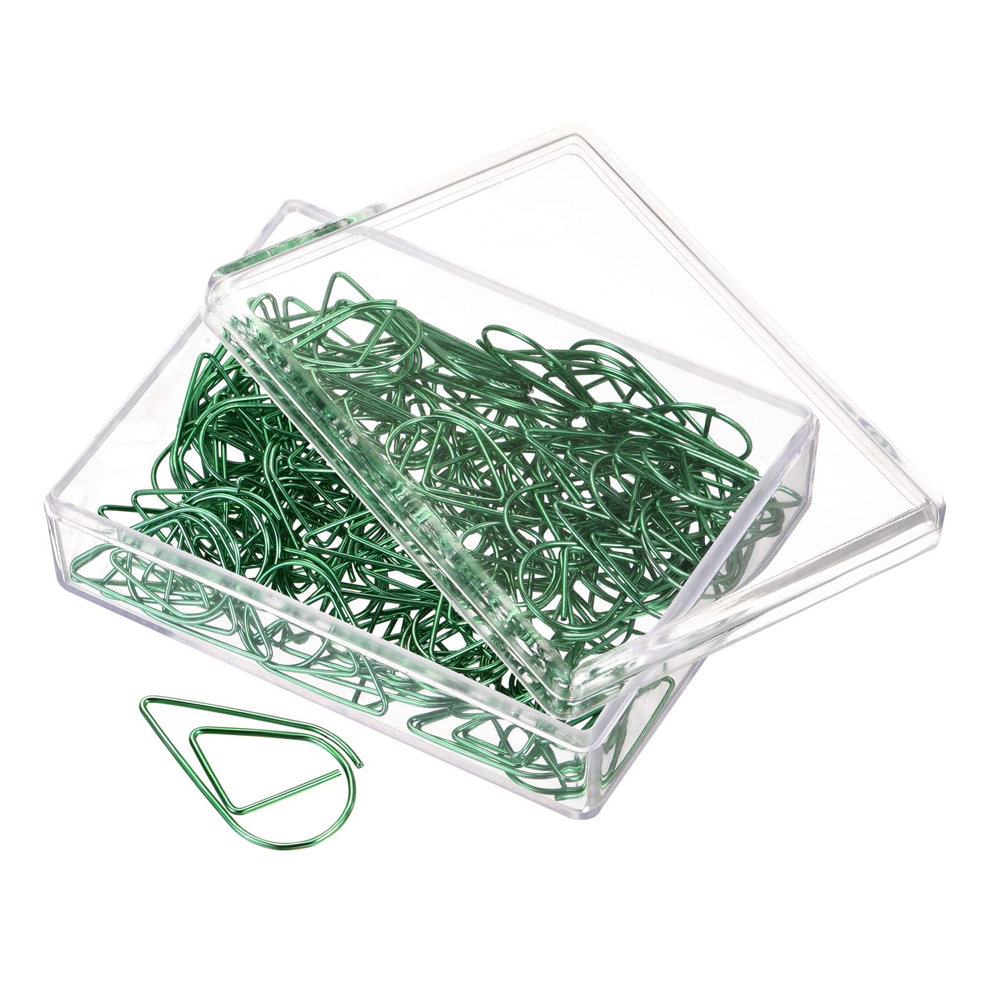 TA-VIGOR 100Pcs Paper Clip, 25mm Drop-Shaped Paperclips Bookmarks, Cute Decorative Fun Clips, Small Paper Clamps School Office Stationery Supplies for Paperwork Documents Bookmarks,Green