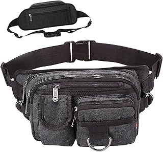 East Leaf ウエストバッグ ウエストポーチ 盗難防止 7ポケット 大容量 黒 ランニング ウォーキング サイクリング アウトドア