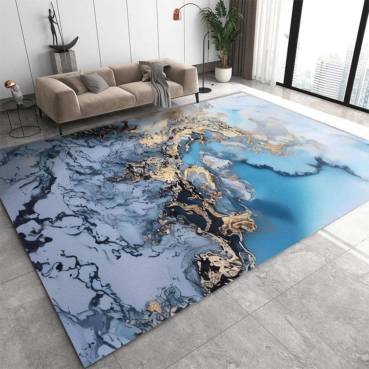 Tapis de salon facile à nettoyer en velours doux 160x230
