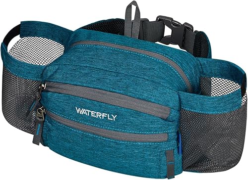 Miniatura 7 de WATERFLY Riñonera cangurera Riñonera para mujeres y hombres con dos soportes para botellas de agua para senderismo, para correr, caminar, caminar,
