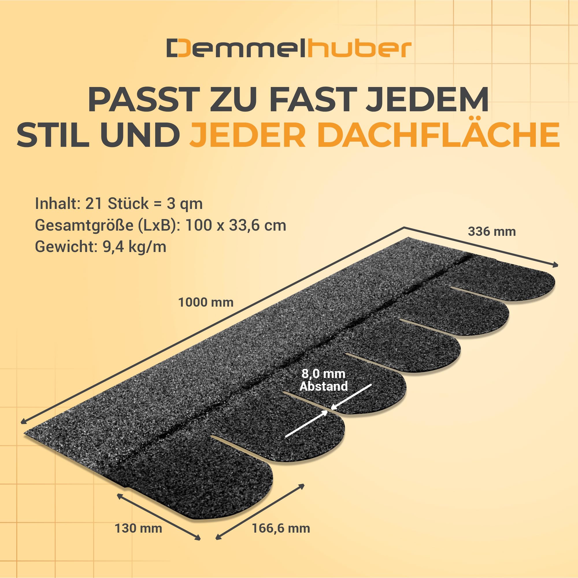 DEMMELHUBER Bitumen Dachschindeln Biberschwanz Schindeln, 21 Stück | Bitumendachschindeln wetterfest für Gartenhaus Carport Alternative zu Metall-Dachplatten Schwarz, Dachpappe, Biberschindeln