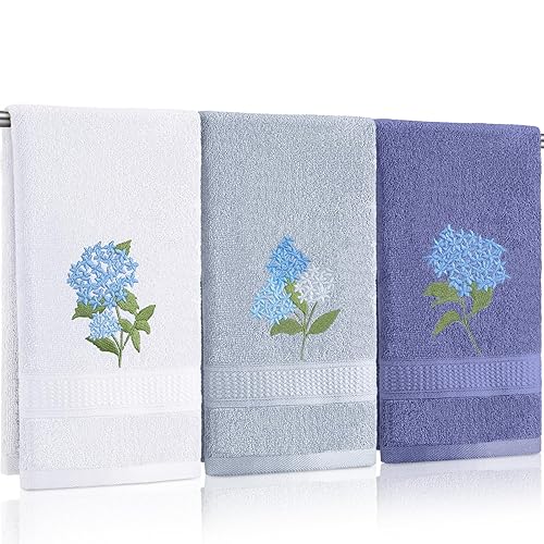 Tingjoo Blue Hydrangea Hand Towels Farmhouse Hydrangea