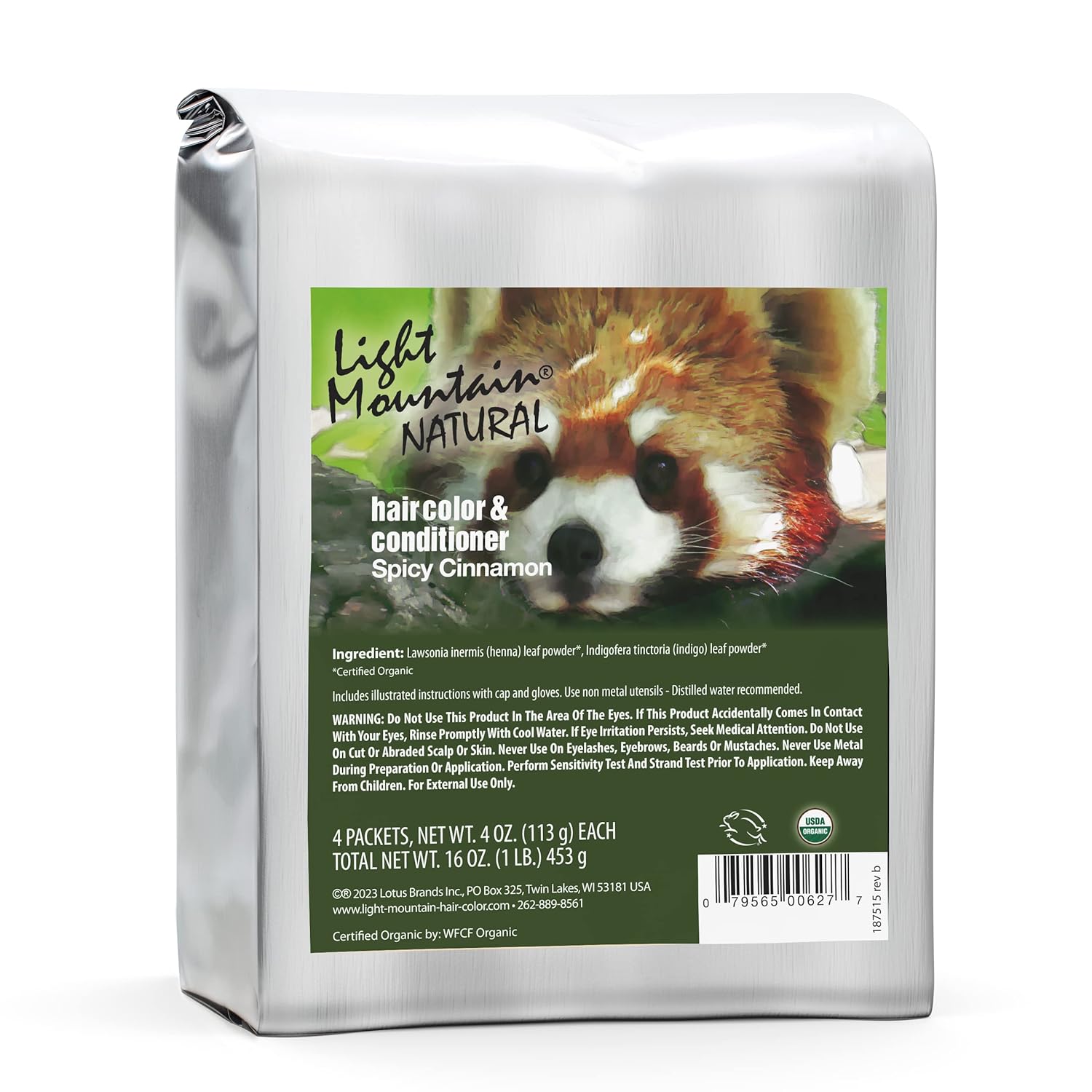 Light Mountain Henna Hair Color & Conditioner - Spicy Cinnamon Hair Dye for Men/Women, Organic Henna Leaf Powder and Botanicals, Chemical-Free Semi-Permanent Hair Color, 16 Oz