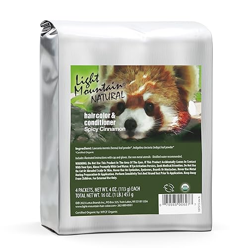 Light Mountain Tinte y acondicionador para el cabello de henna, tinte picante para el cabello canela para hombres y mujeres, polvo orgánico de hoja