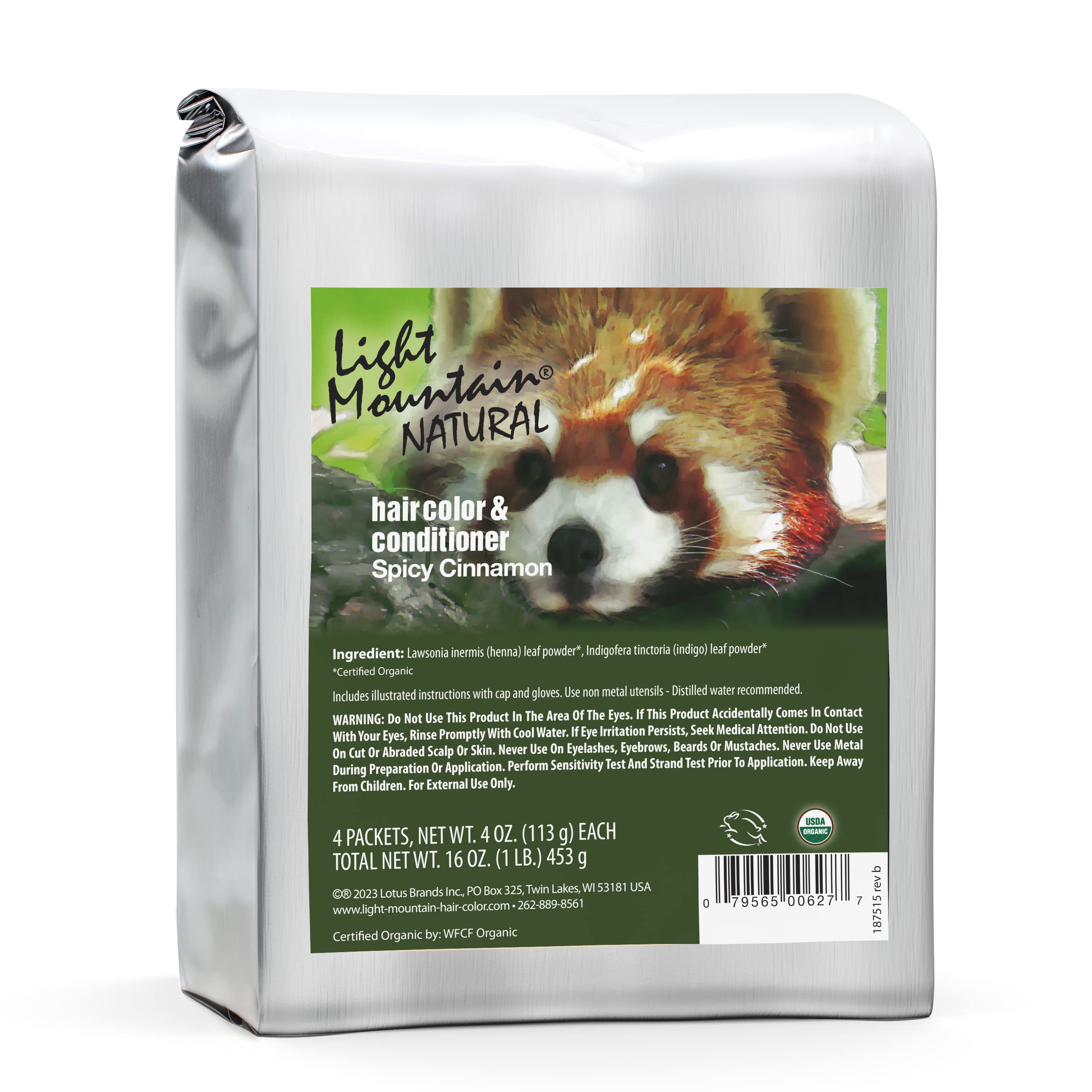 Light Mountain Henna Hair Color & Conditioner - Spicy Cinnamon Hair Dye for Men/Women, Organic Henna Leaf Powder and Botanicals, Chemical-Free