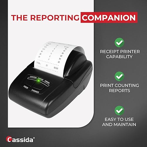 Miniatura 2 de Cassida Impresora térmica universal para manejo de efectivo. Compatible con la mayoría de contadores de billetes (KP-1), color negro