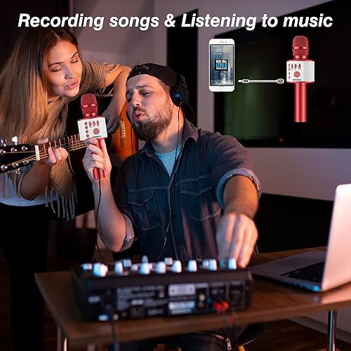 Miniatura 21 de BONAOK Micrófono de karaoke para niños, micrófono inalámbrico Bluetooth para cantar, regalo para niños, adultos, niñas, niños, juguetes de Navidad