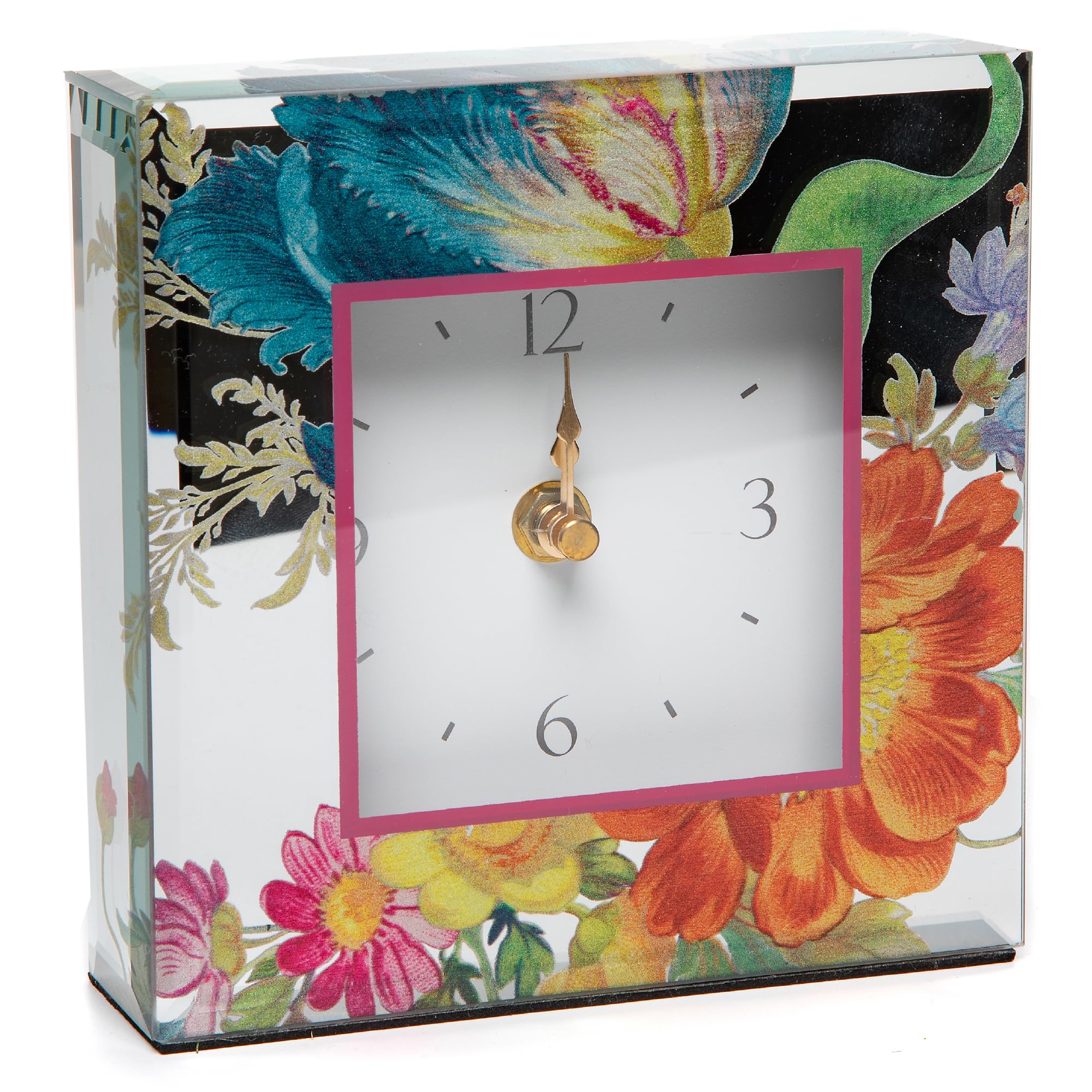 MACKENZIE-CHILDS Desk Clock, Decorative Clock for Home or Office, Flower Market Reflections