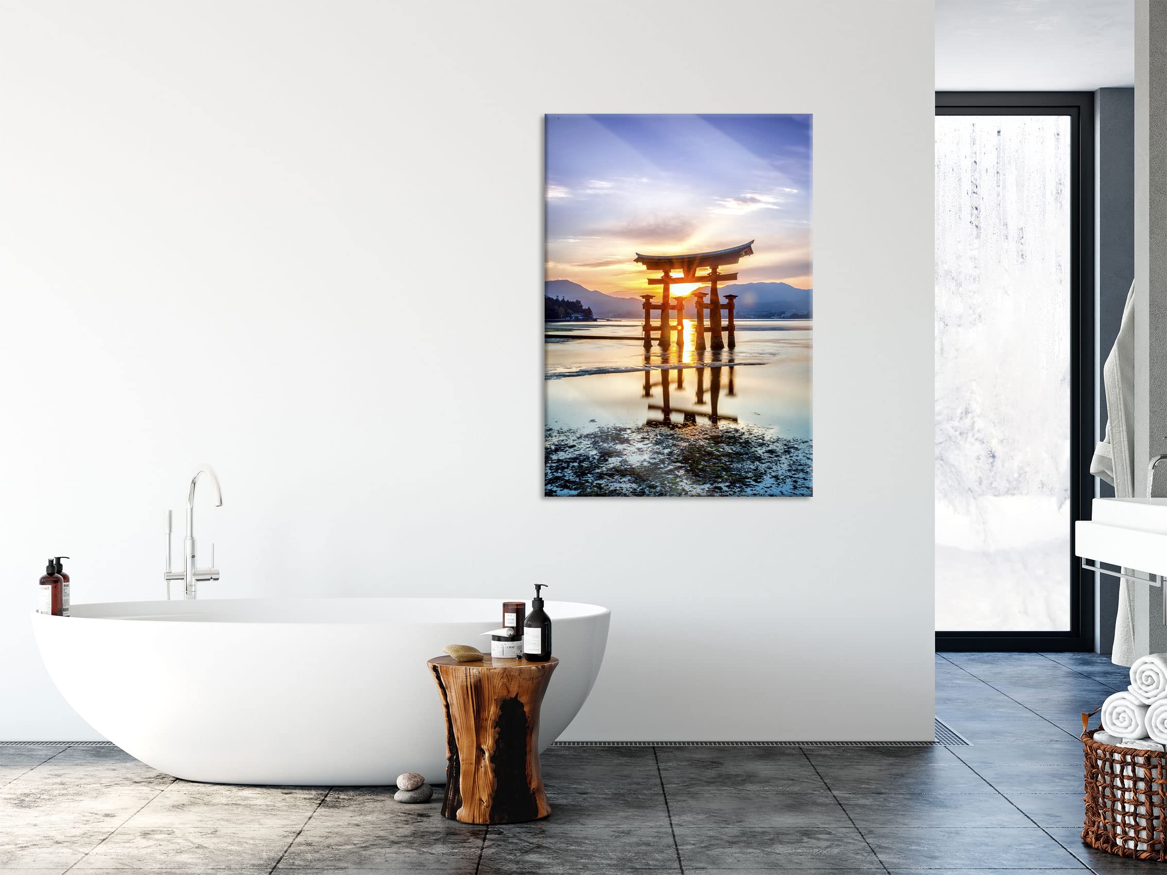 Pixxprint Glasbild, Wandbild aus Echtglas, Torii Gate in Miyajima Japan, 70x100 cm, inkl. Aufhängung und Abstandshalter