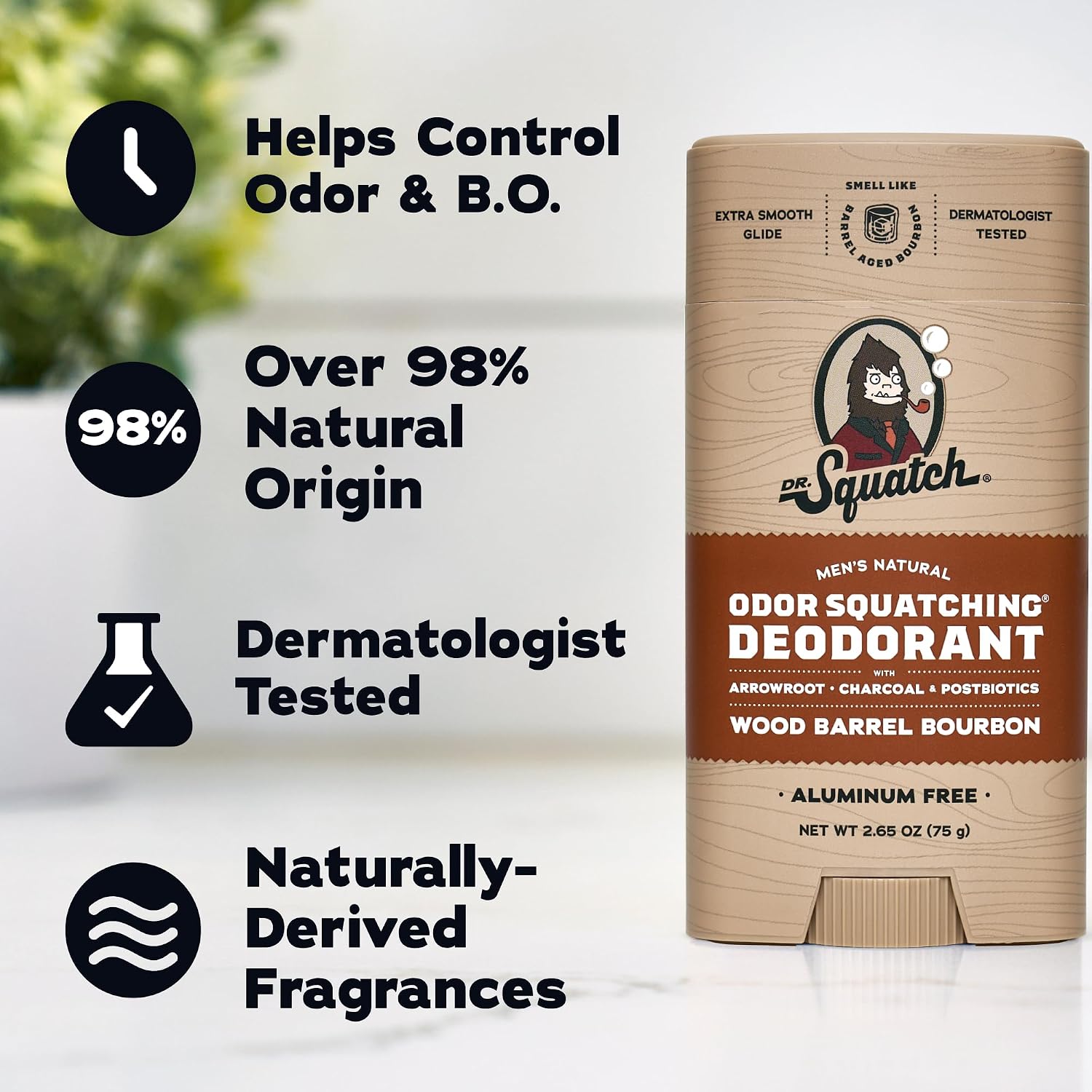 Dr. Squatch Natural Men’s Deodorant – Aluminum Free Natural Deodorant Men with Charcoal & Postbiotics for 72-Hour Odor Protection – Wood Barrel Bourbon, 2.65oz Stick image 5