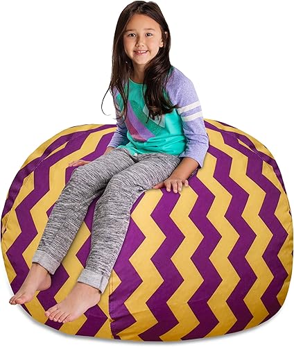 Miniatura 149 de Posh Funda de Silla Puf Rellenable para Almacenamiento de Animales de Peluche para Niños - Organizador de Juguetes Infantiles, Grande-38 - Lona