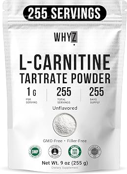 L-Carnitine Tartrate Powder Pure Unflavored Carnitine Supplement Amino Acid Powder L-Carnitine Tartrate Bulk Supply, 255g (9 oz)