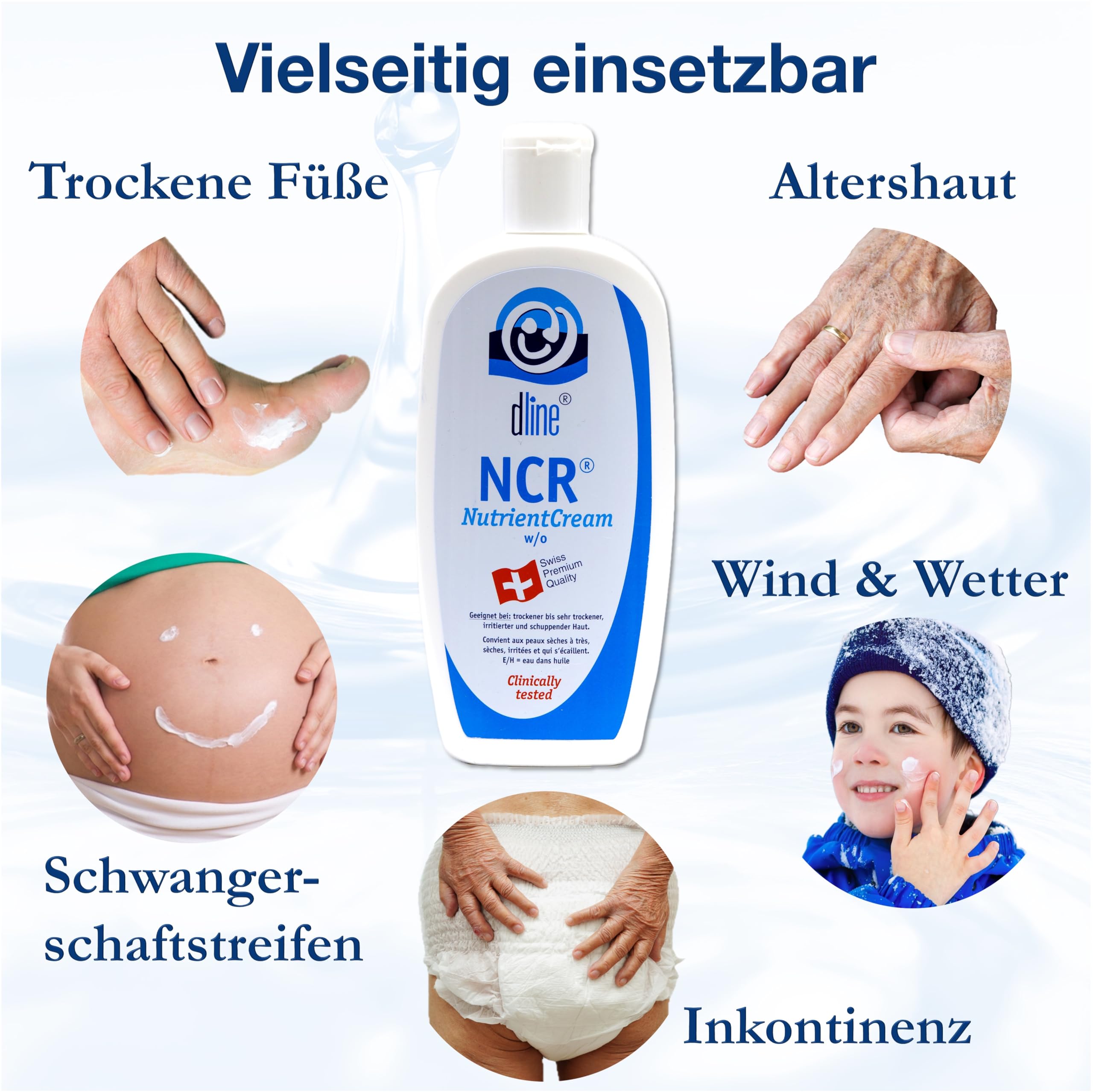 dline NCR-NutrientCream Fettcreme vom Pflegeprofi | 500ml Flasche | Feuchtigkeitscreme für trockene bis sehr trockene Haut | Aloe vera, Bienenwachs, Glycerin, Panthenol, Urea, Jojobaöl, Mandelöl