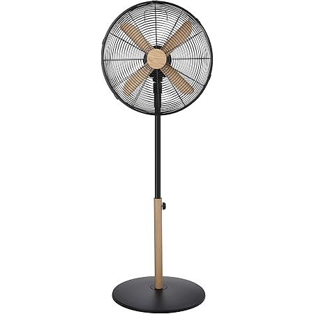 Russell Hobbs RHMPF1601WDB Pedestal Fan, 60 W, Black with Wood Effect Trim