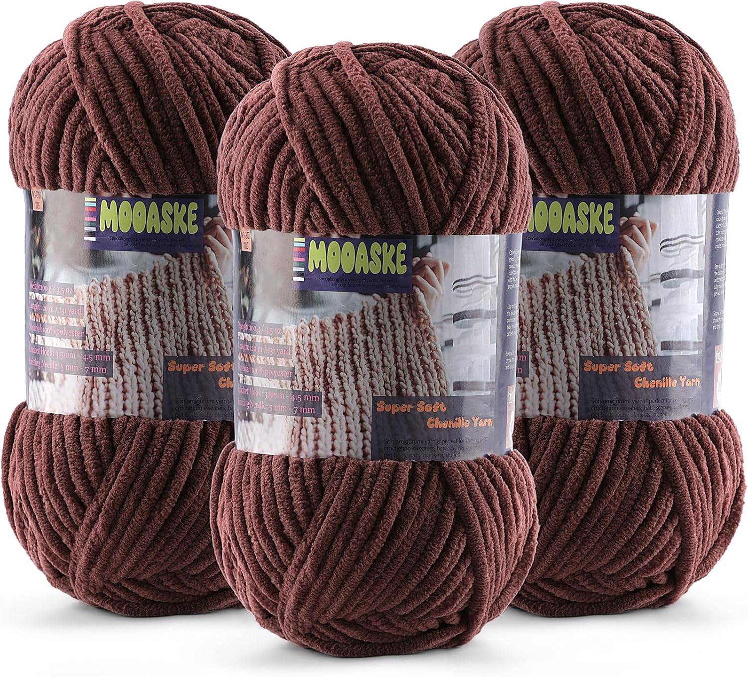 Baby Blanket Yarn for Crocheting – Soft Velvet Fluffy Chenille Yarn for Knitting Amigurumi Making Scarves, Doll – 100g/3.5oz 131 Yards Thick Plush Yarns (3, Dark Coffee Brown) Baby Blanket Yarn for Crocheting – Soft Velvet Fluffy Chenille Yarn for Knitting Amigurumi Making Scarves, Doll – 100g/3.5oz 131 Yards Thick Plush Yarns (3, Dark Coffee Brown)