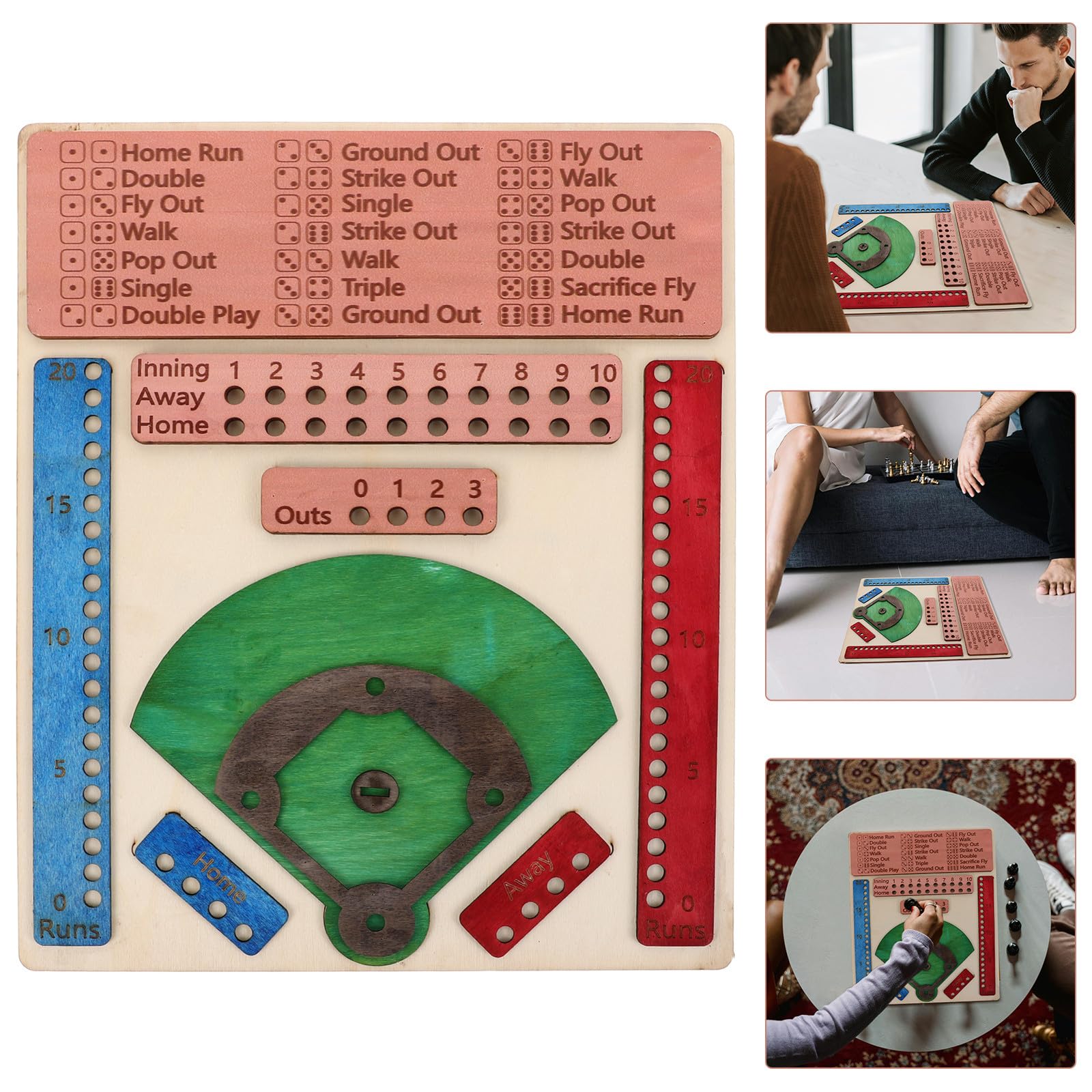 LALAFINA Gioco da Tavolo e Stile Semplice ed Elegante in Legno Design Competitivo di Baseball per Feste e Riunioni Divertenti