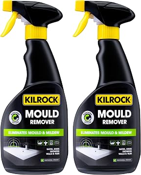 Kilrock Mould Remover Spray 2 x 500ml - Eliminates Mould & Mildew - Removes Mould from Tiles, Walls, Ceilings, Bathrooms, Kitchens, Basements, Balconies, Saunas, Sheds and Garden Ornaments