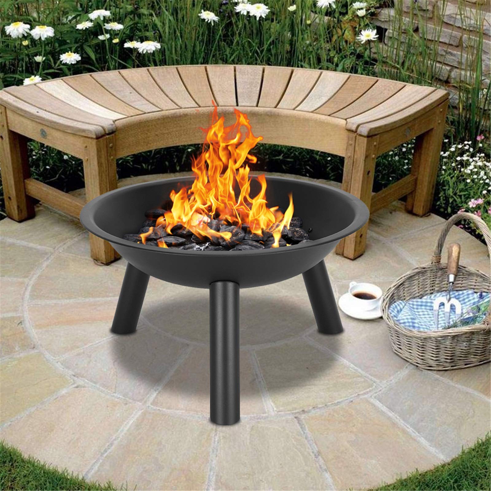Outdoor Brazier Przenośna miska na ognisko na zewnątrz Stalowy żelazny grill do grillowania na podwórku Piknik na kempingu Plaże Park Fire Pits & Bowls (kolor: żelazo, rozmiar: 52x52x32cm) little