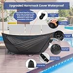 Hammock Cover Waterproof,Heavy Duty 420D Hammock Stand Covers for Outdoor,Breathable Dust Protector with 2 Air Vents,3 Windproof Buckles,Universal Cover Fits for 11-12ft Stand,All-weather Protection