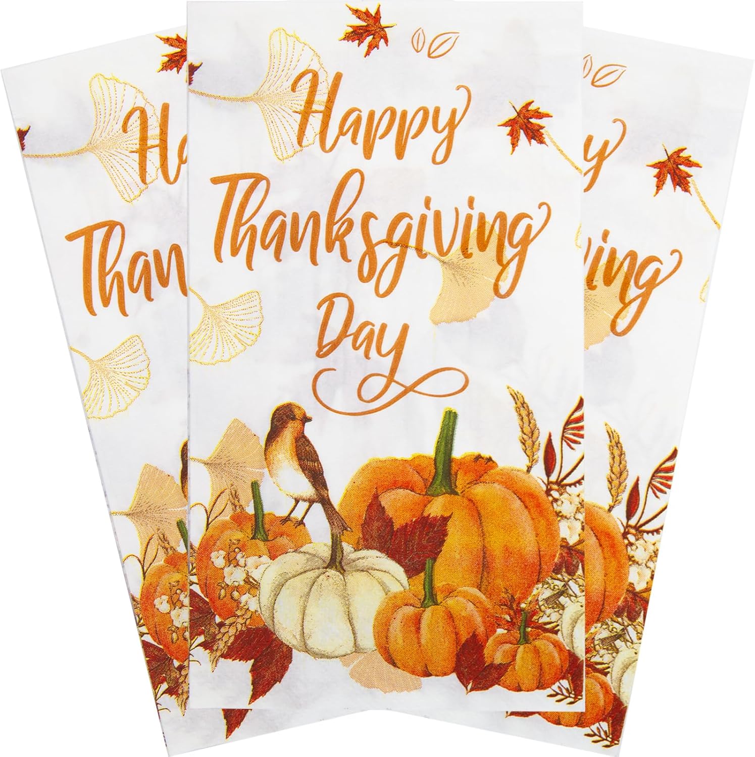 WorldBazaar Thanksgiving Napkins 100PCS Disposable Thanksgiving Paper Towel Fall Napkins for Dinner Fall Party Supply