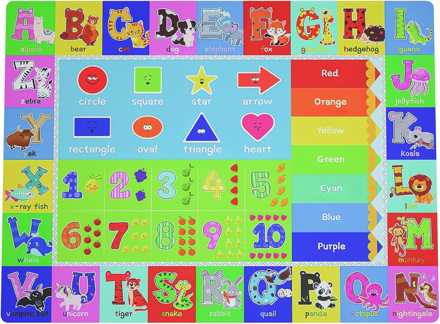 Baby Play Mat for Floor, Non-Slip Playmat for Toddlers & Infants, Extra Thick Large Padded Educational ABC Kids Rug for Crawling & Playing Super Soft Plush Surface to Keep Safe(60"x80")