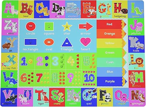 Miniatura 10 de Alfombra de juego para bebé para piso, tapete de juego antideslizante para niños pequeños e infantes, alfombra educativa ABC acolchada extra gruesa