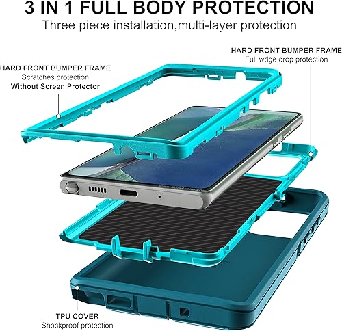 Miniatura 4 de Funda para Note 20, Galaxy Note 20 con protector de pantalla de TPU flexible autorreparable 2 unidades, 3 en 1, funda de protección resistente a