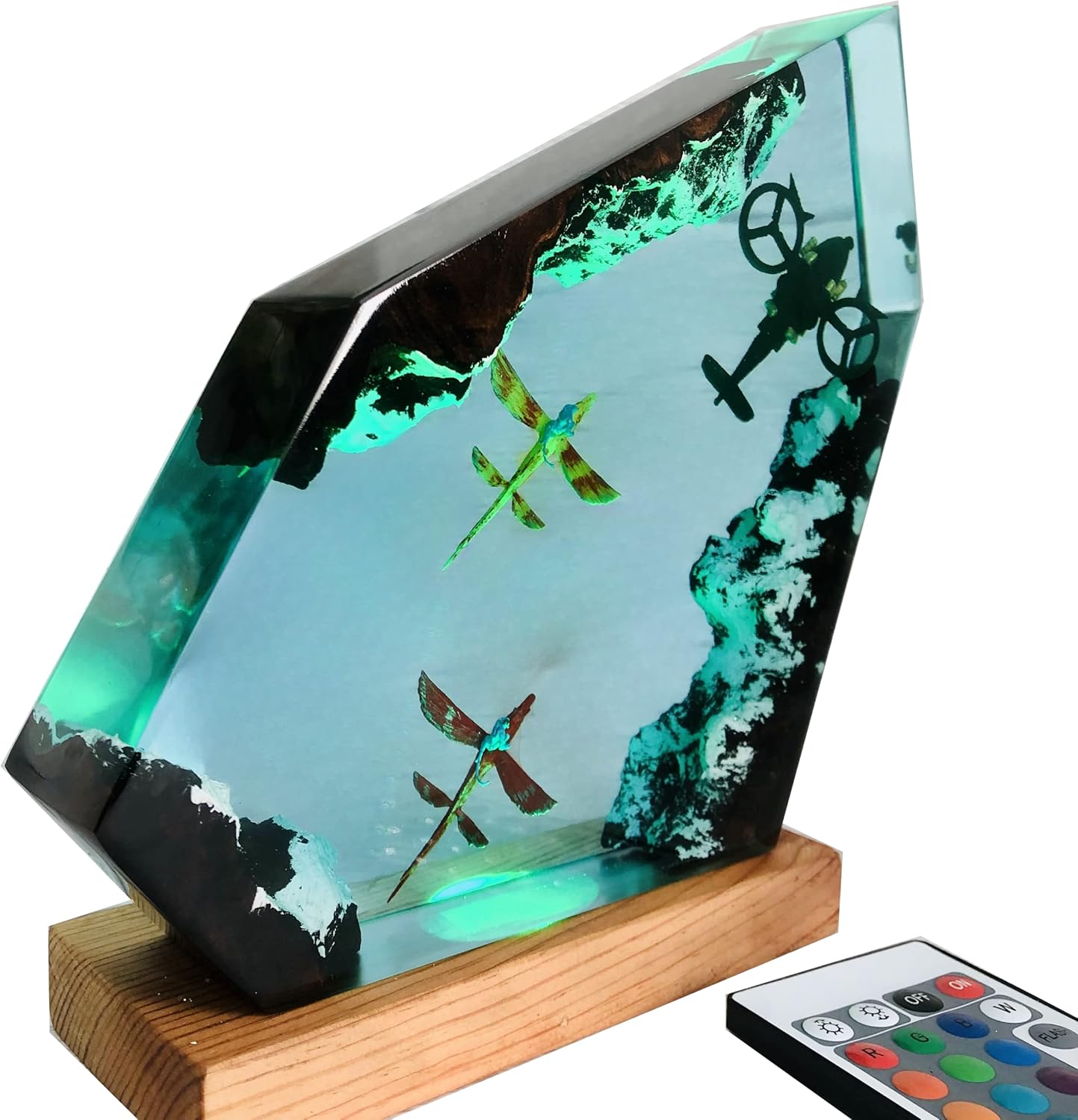 Jake Sully rides Skimwing vs Helicoptor Avatar Lamp, Avatar 2 Way of the Water Wood Resin Lamp, Ocean Diorama, Sea World Lamp, Lamp Decorations Marine Art Night Light Desk Lamp (6x6 inch)