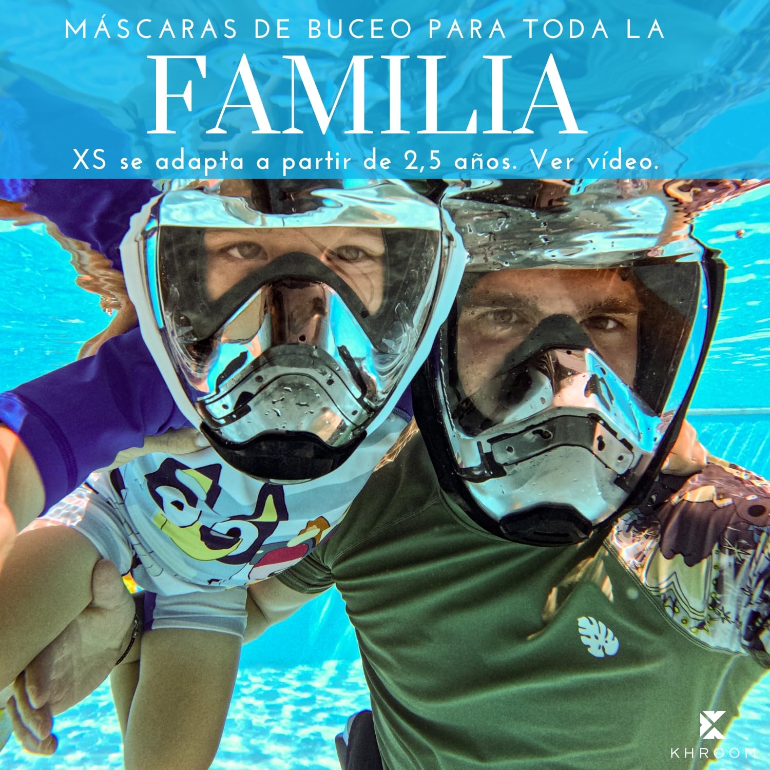 Khroom Máscara de esnórquel para Adultos y niños - Seaview Y | Sin Problemas de CO2 | Máscara Completa para Snorkeling| Equipo de Snorkel con máscara Integral Completa para Adultos S/M Turquesa+Case