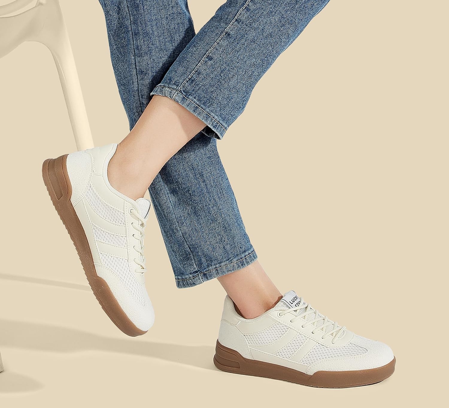 LUCKY STEP Women's Retro Fashion Sneakers Classic Mesh Gum Sole Tennis Footwear Casual Running Trainer Skate Walking Shoes - Image 9