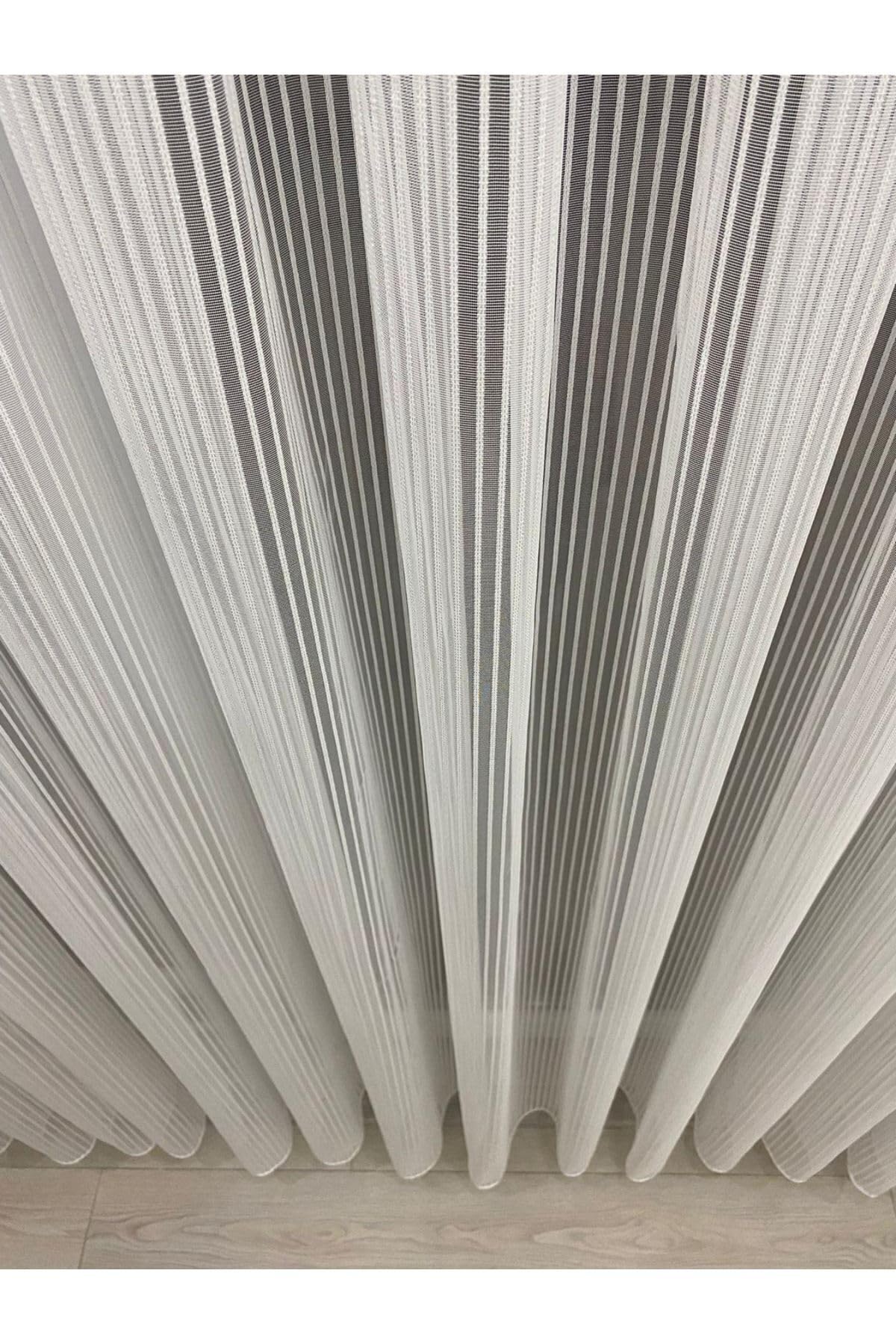 İNCİLİFE İncilife Ekru Petran Tül Perde, Çizgili, 1/2,5 Orta Pileli, 290x250 Cm Petran EKRU, 290G x 250U cm (1 Panel)