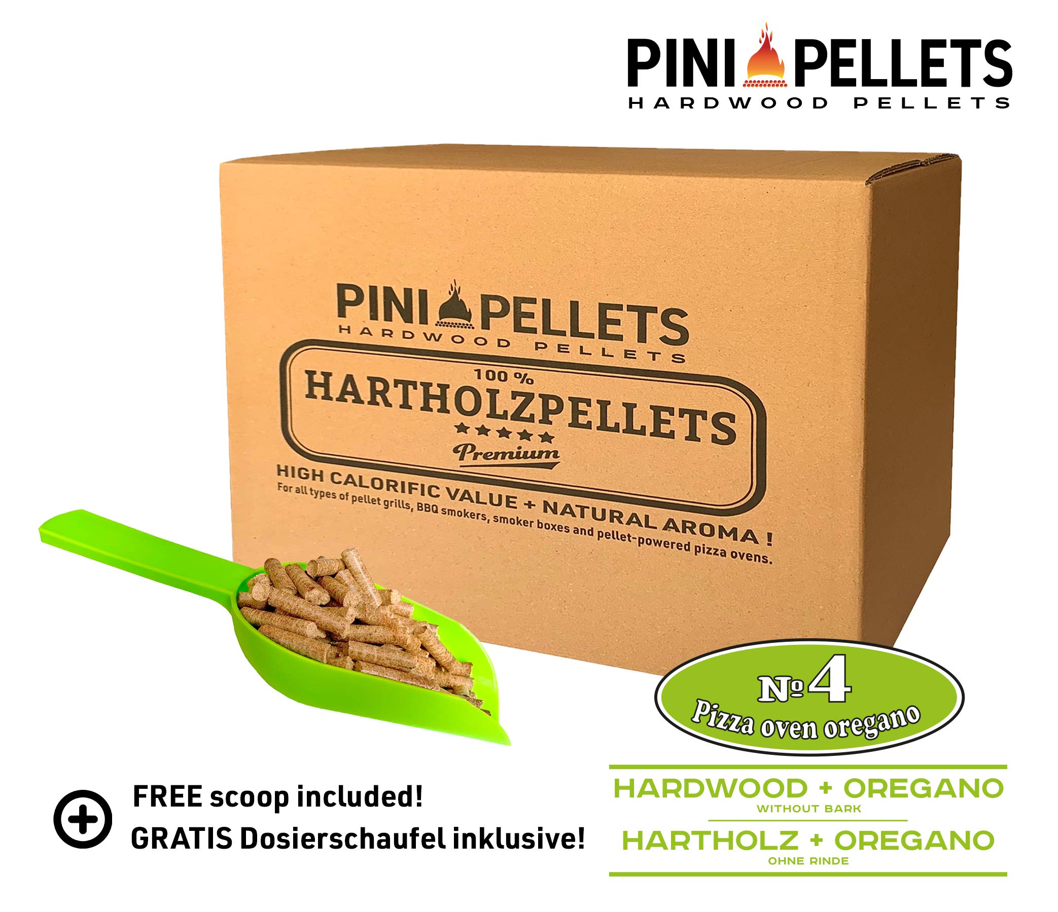 PINI Pellet di Legno Duro № 4 BBQ Pizza Oven Origano 10 kg per Pellet azionati forni Pizza