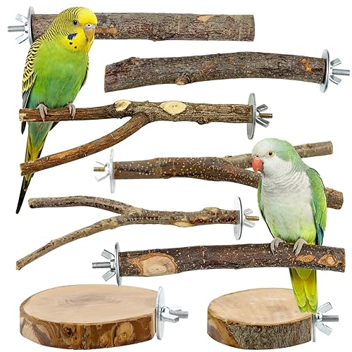 8 PCS Bird Perch Set for Cage - Natural Apple
