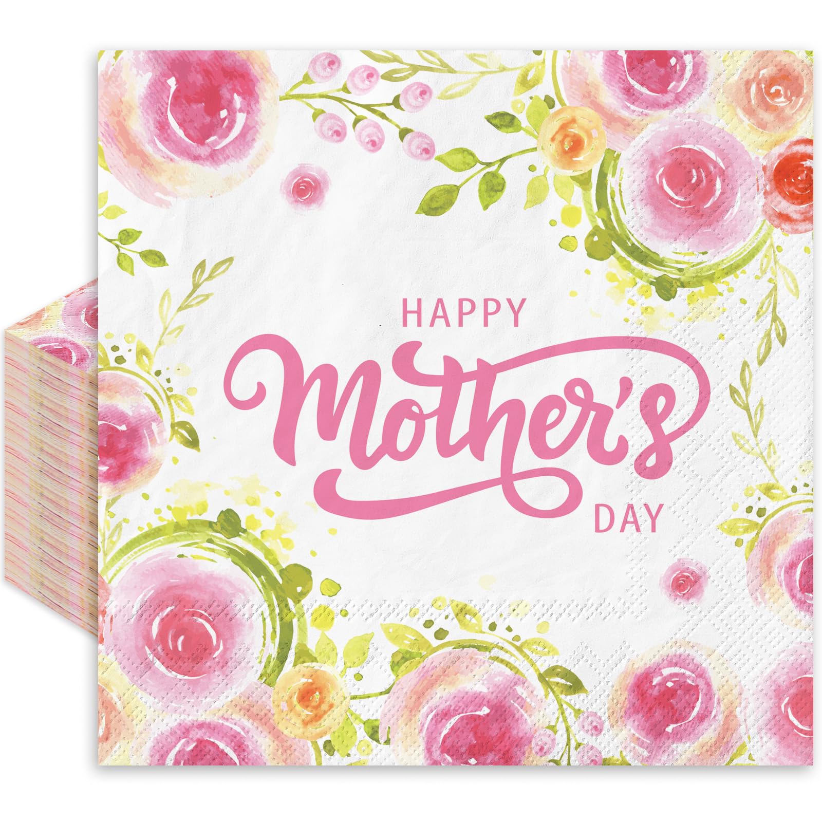 Whaline Wildblumen-Papierservietten, 100 Stück – Aquarell-Design Mit Schmetterlingen Für Hochzeit, Party & Frühling